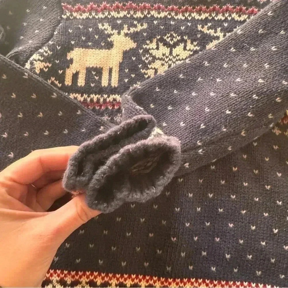 Vintage Holiday Knit Sweater Eagle Eye 100% Cotton Christmas Snowflake Reindeer - Picture 4 of 9
